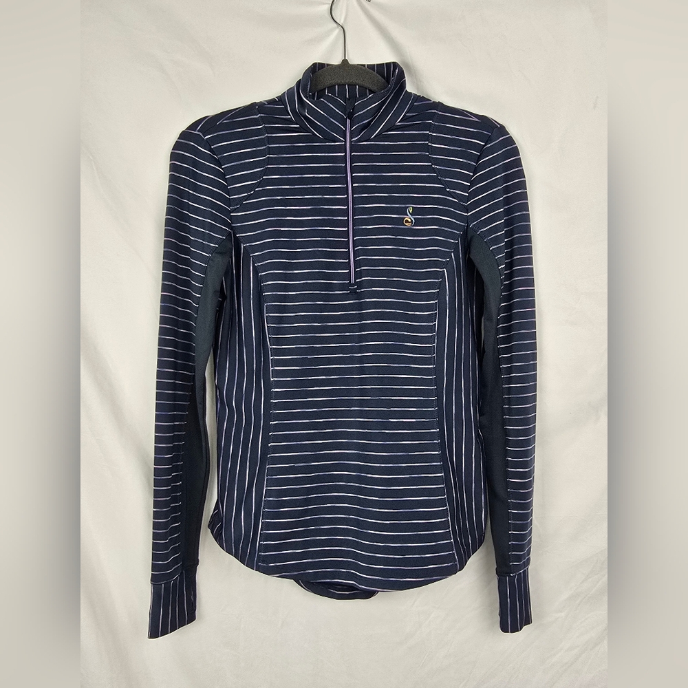 Zero Restriction Women's Renae Quarter-Zip Gray Striped Sporty Golf Top sz XS